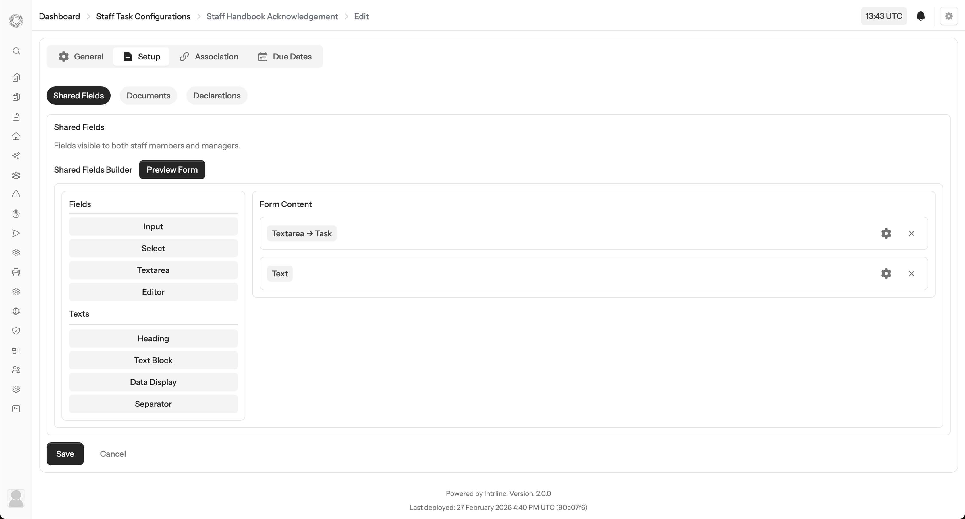 Staff task management